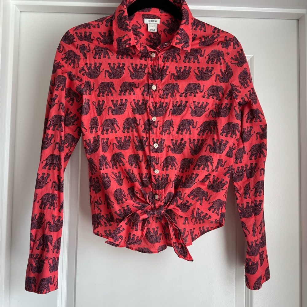 J. Crew Elephant Bottom-Tied Button Up